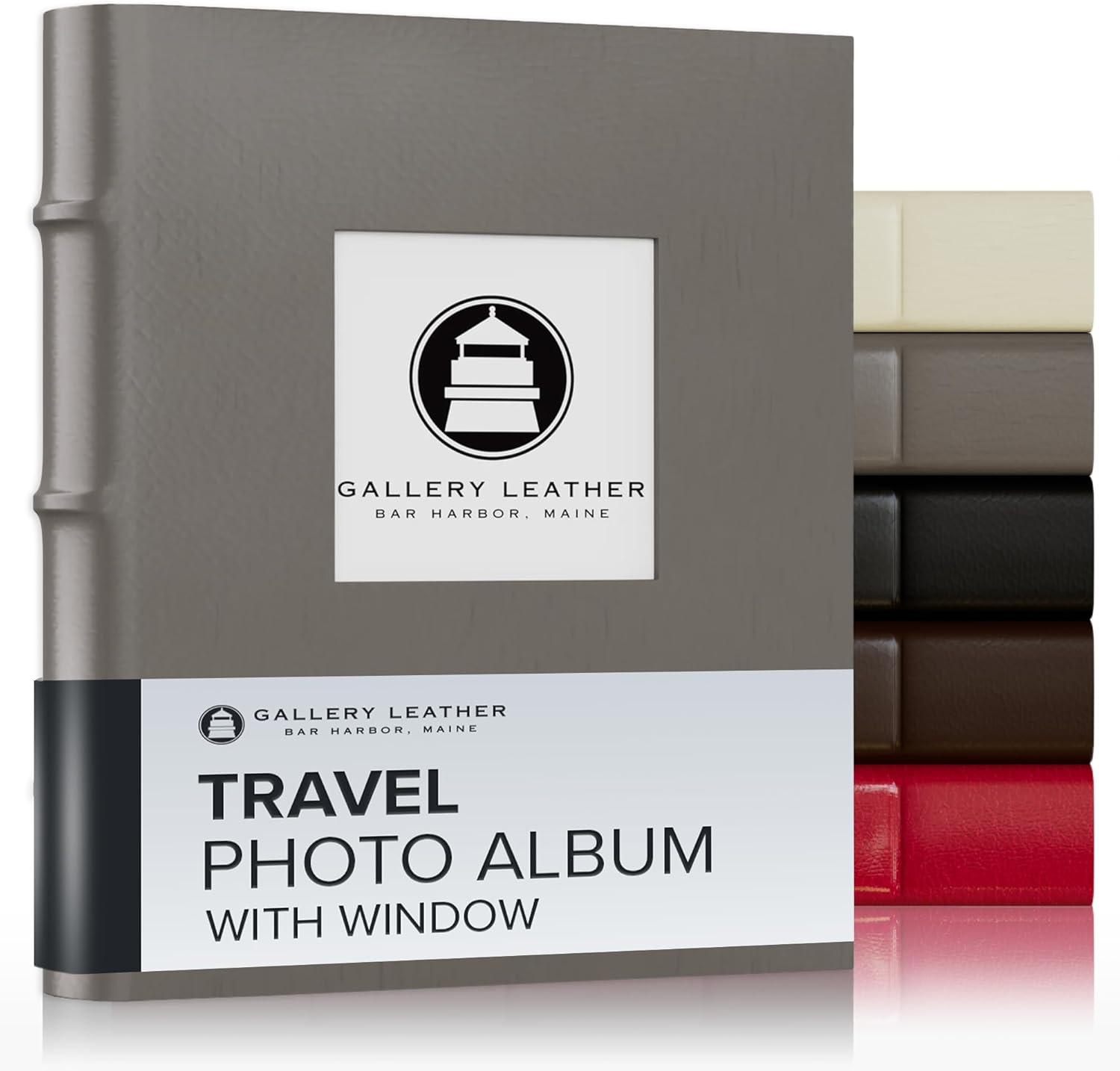 Gallery Leather Small Travel Photo Album 4x6 Pictures with Slip-In Pockets – Holds up to 50 Photos, Bonded Leather, Made in USA, Camden Kiwi - 6.5" x 5.5