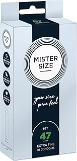 MISTER SIZE Préservatifs – Ultra Fins – Sensation Intense – Lubrifiés – Ajustement Idéal – Latex Naturel – Confort – Sécurité Maximale – Taille Sur Mesure (Lot de 10, 47mm)