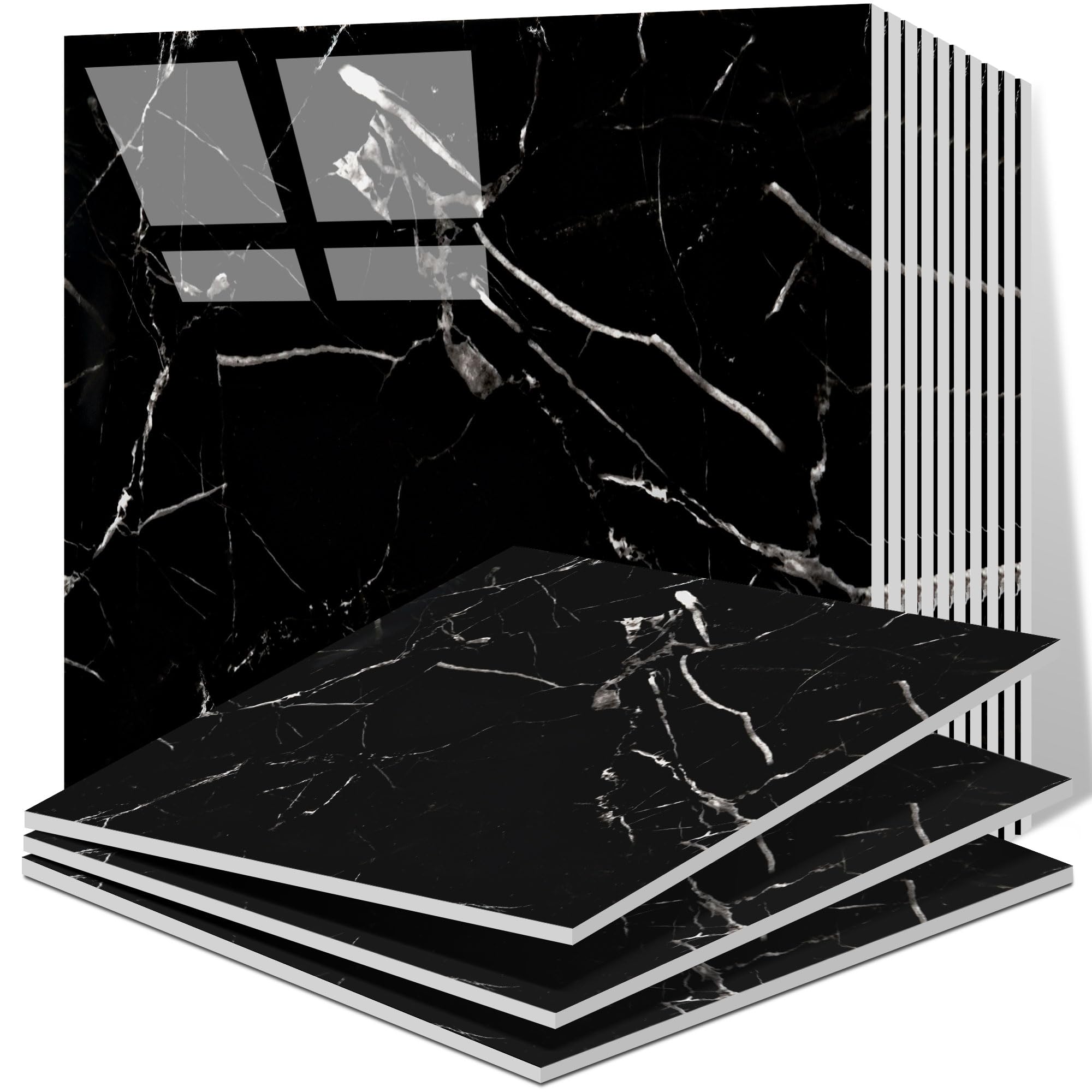 Vieshful 20pcs Peel and Stick Backsplash Tile，12"x12" Self Adhesive Marble Tile for Wall, PVC Waterproof Shower Wall Panels, Back Splash Stick on