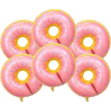 Donut Balloon 6 Pcs Large Pink Aluminum Foil Balloons for Donut Themed Birthday Party