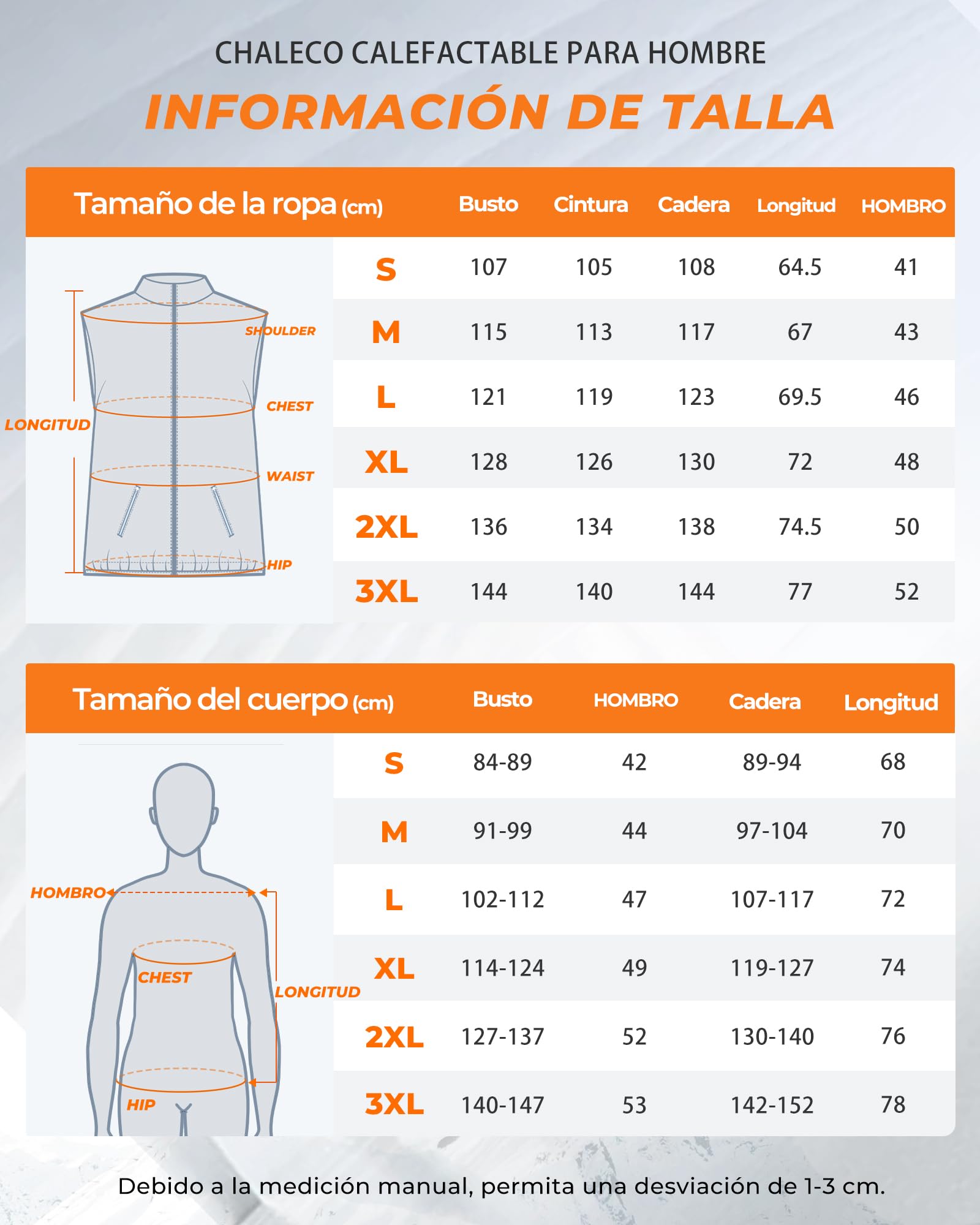 Chaleco Calefactable Hombre con Bateria de 16000mAh - 9 Zonas de Calefactable y 3 Temperaturas Ajustables,Termico Calefactable para Actividades al Aire Libre
