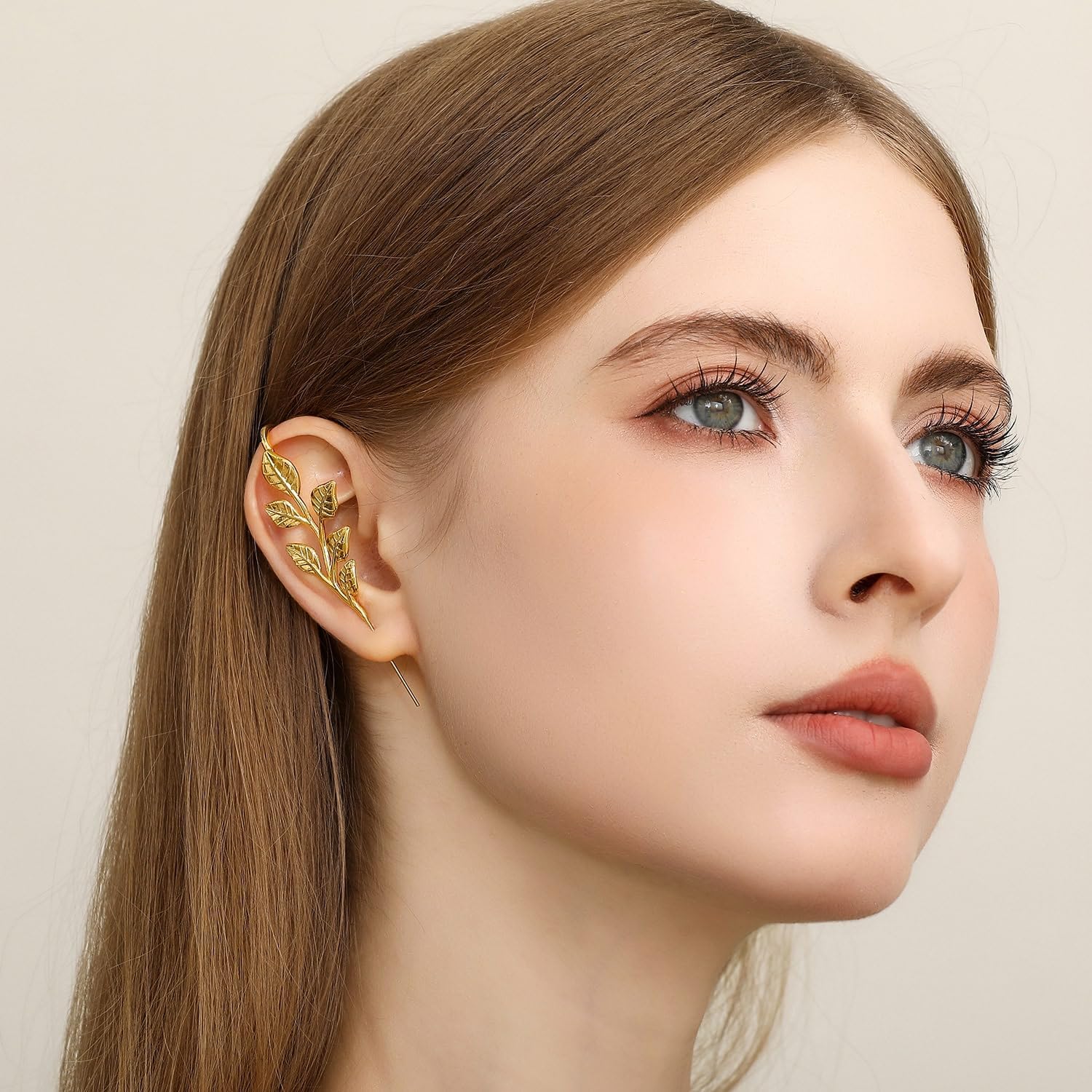 Whispering Leaves Helix Hook Earrings – Adjustable, Hypoallergenic, Unisex Ear Cuff Style