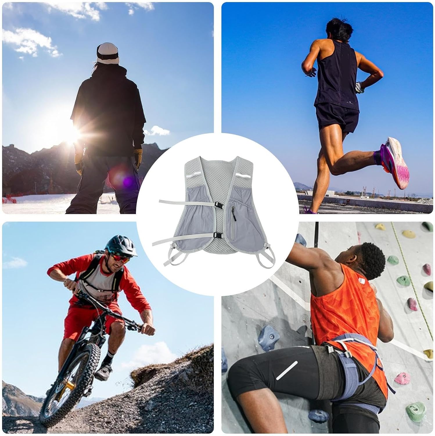 Running Vests - Multiple Pockets Fanny Holder Bags - Mens Running Vest - for Hiking Cycling Jogging