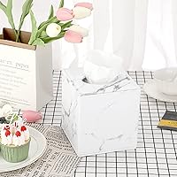 Vista 5 de Sumnacon Funda Cuadrada de Cuero para Caja de Pañuelos - Elegante Soporte de Caja de Pañuelos Tipo Cubo con Base Magnética, Caja de Pañuelos