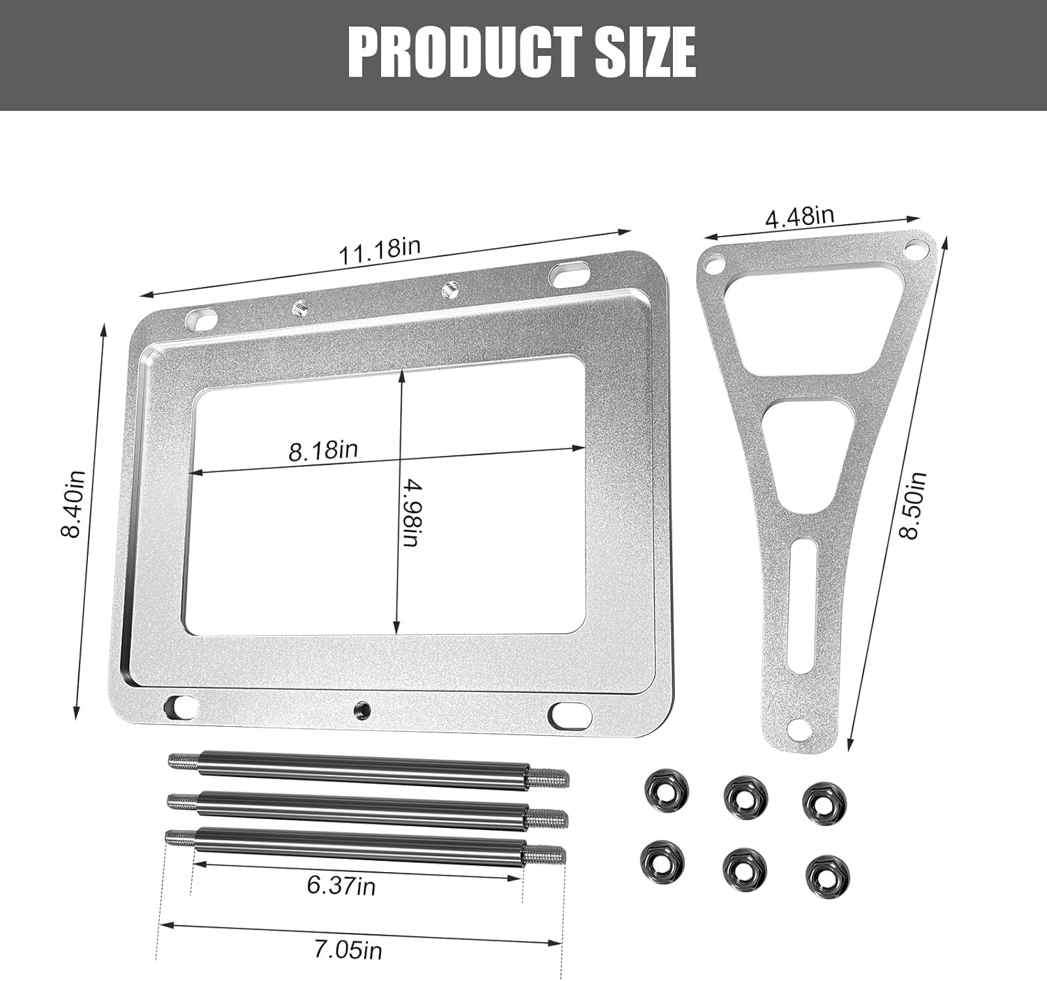 Aluminum Silver Billet Box, Universal Battery Tray Hold Down Trunk Relocation Racing Mount,Compatible with Most Car and Truck