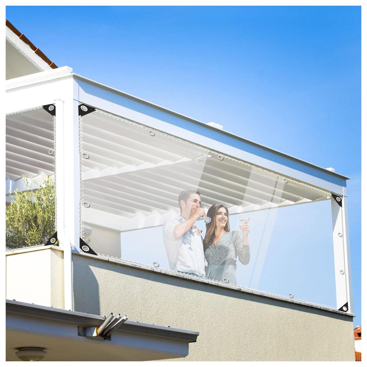 AITAF Transparent Plastic Shade PE Film Transparent Rainproof Cloth Balcony Garden Waterproof Canopy Succulent Plant Canopy Insulation Waterproof Tarpaulin(Size:5x9m)