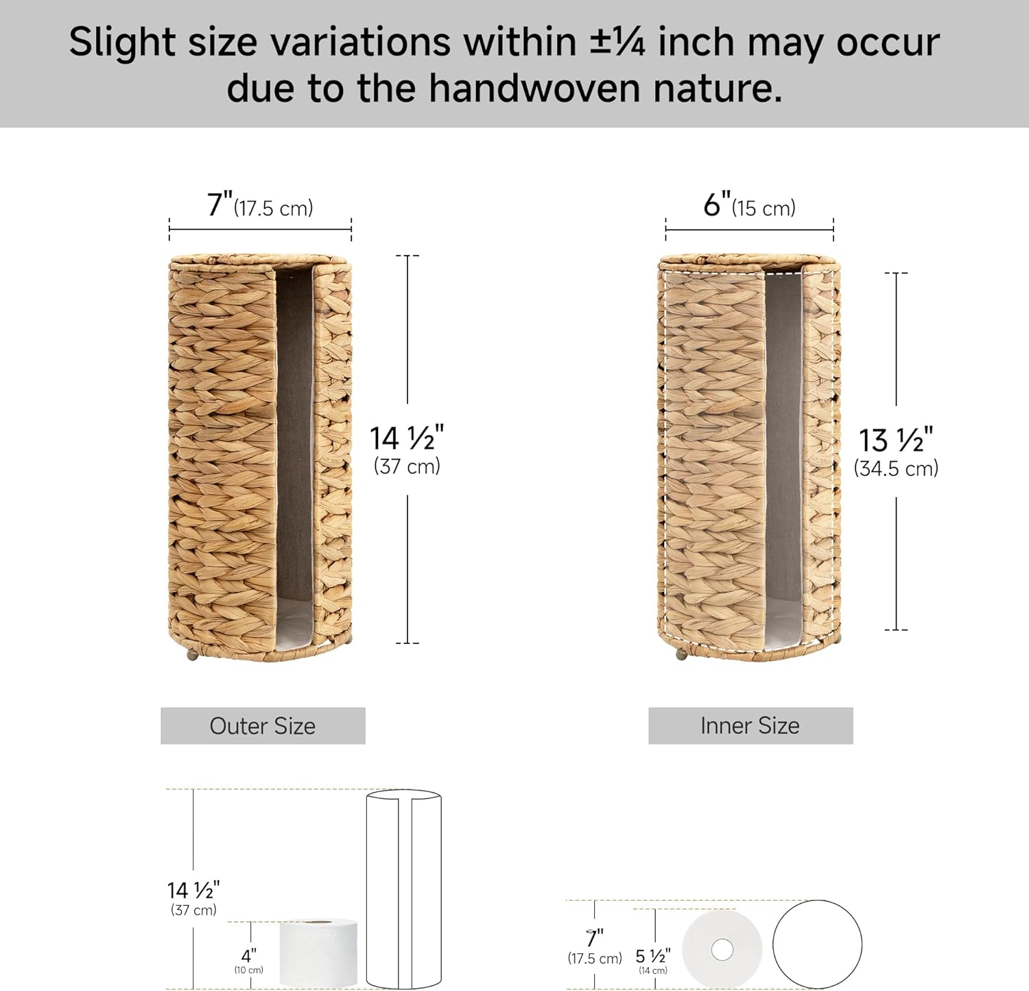 StorageWorks Bundle of 1-Pack Wicker Toilet Paper Basket & 1-Pack Toilet Paper Holder Stand