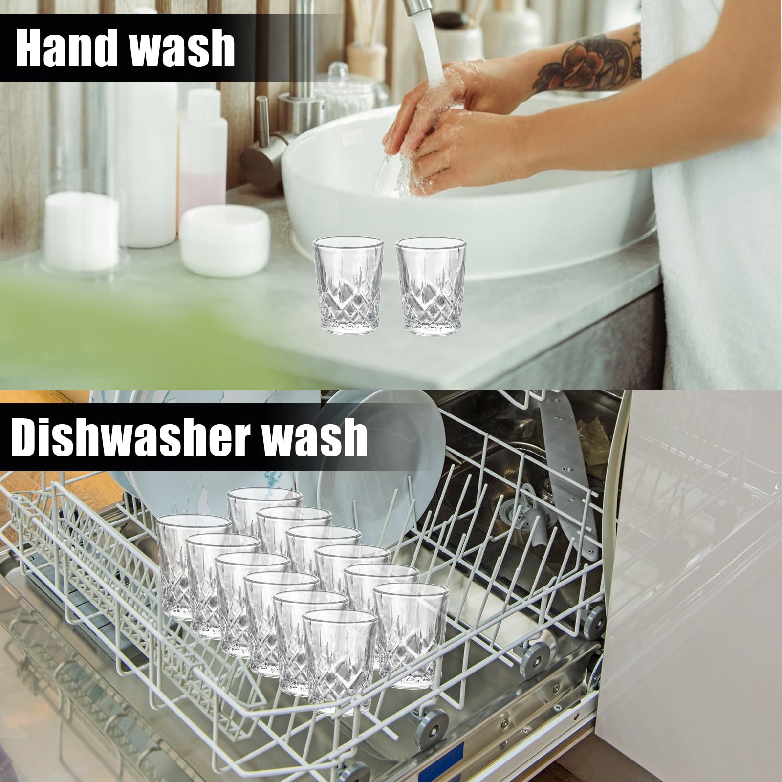 ASelected 12 sztuk kieliszków do wódki ze szkła kryształowego, 50 ml, do szotów, stabilne, na każdą imprezę
