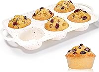 Vista 23 de Moldes de silicona para magdalenas para hornear, con marco reforzado de metal de 7.1 cm de tamaño regular, moldes de silicona antiadherentes de 12