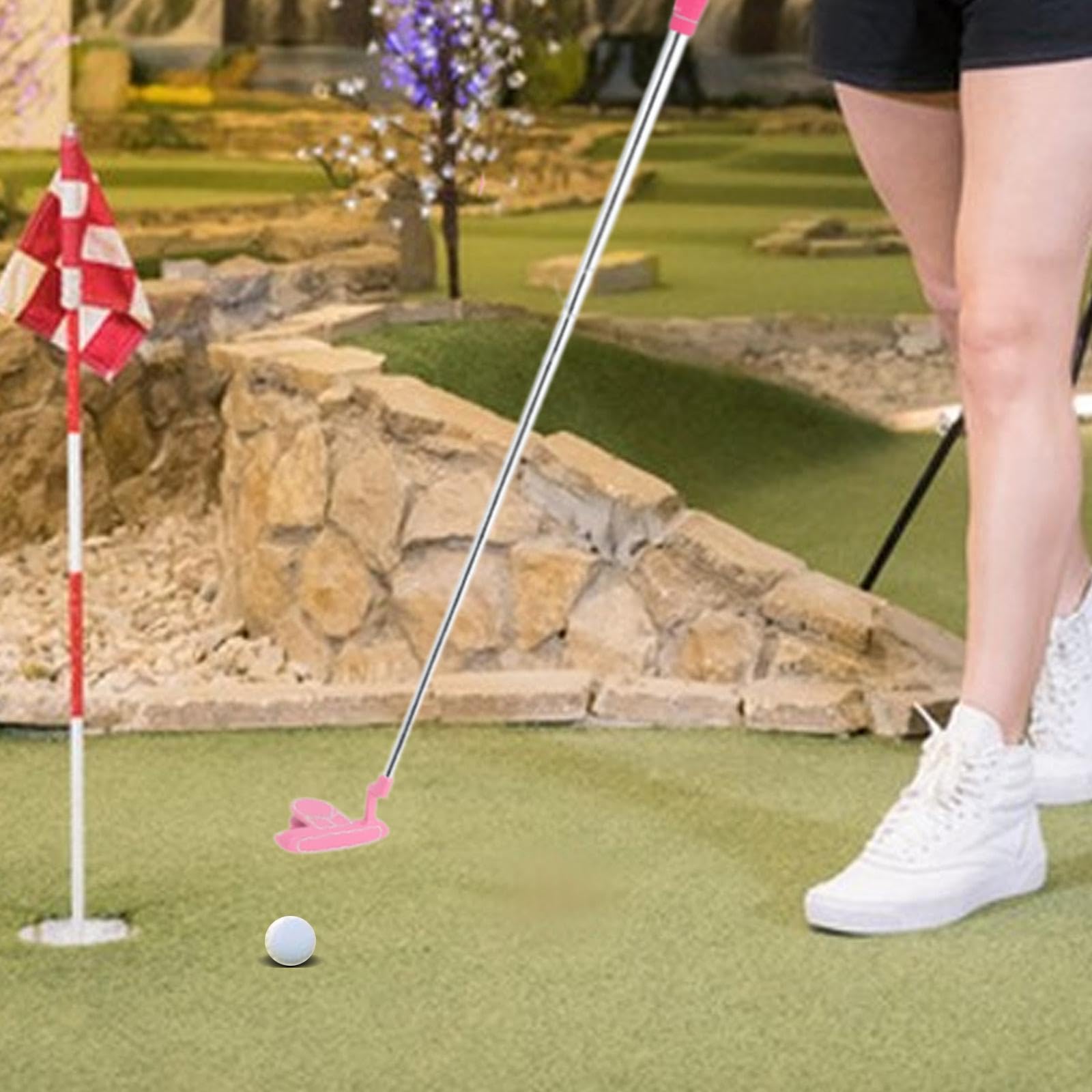 Gralara Putter de Golf Rosa Portátil para Entrenamiento de Golf, para Mujeres Diestras.