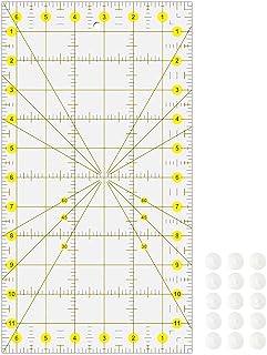 VPVPV Quilting Rulers, Acrylic Ruler, 6.5 X12 Inch with Non-Slip Rings 15 Pieces for Quilting and Sewing