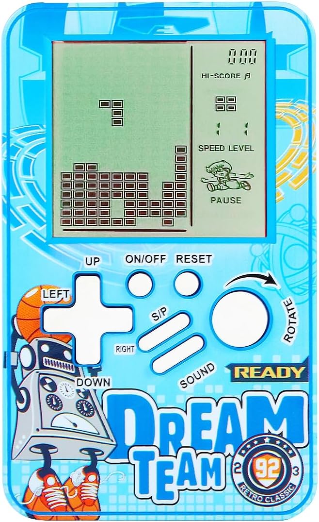 CZT Handheld Block Game Console Built-in Multiple Classic Retro Brick Games Electronic Entertainment Student Machine Player Portable Gaming Device Kids Girls (Blue)