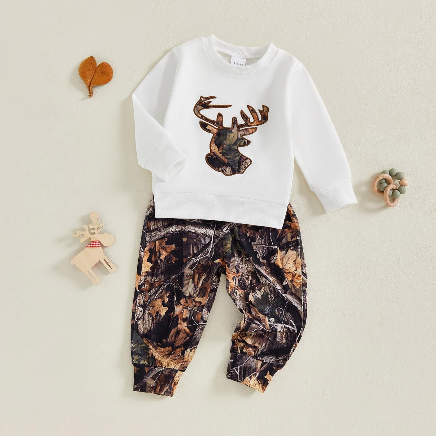 Toddler Baby Boy Hunting Outfit Duck Deer Embroidery Long Sleeve Sweatshirt Camo Pants Set 2Pcs Fall Winter Clothes - Image 6