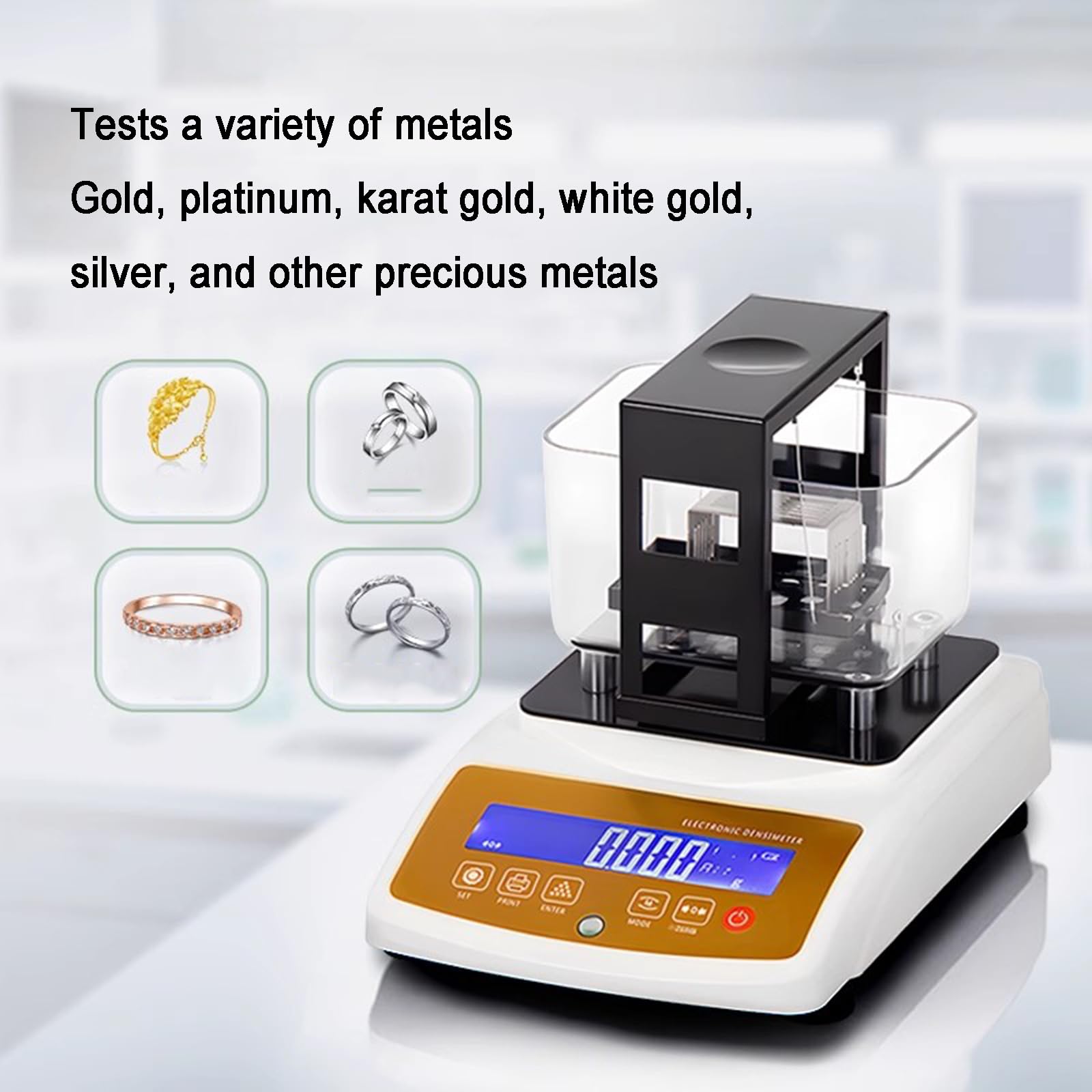 Gęstościomierz złota, cyfrowy tester czystości metali szlachetnych, zakres 120 g 0,0001 g/cm³ dokładność dla złota i srebra platynowego
