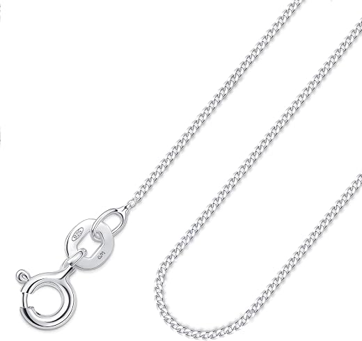 Amberta Solid 925 Sterling Silver Chain for Women Men | Super Thin Dainty &amp; Sturdy Box Curb Singapore Beaded Snake Papercl...