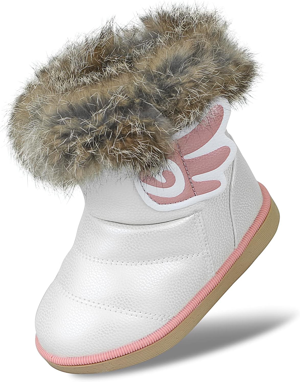 MINBEIBaby Girls Soft Leather Booties Winter Snow Boots Waterproof for Toddler Girls