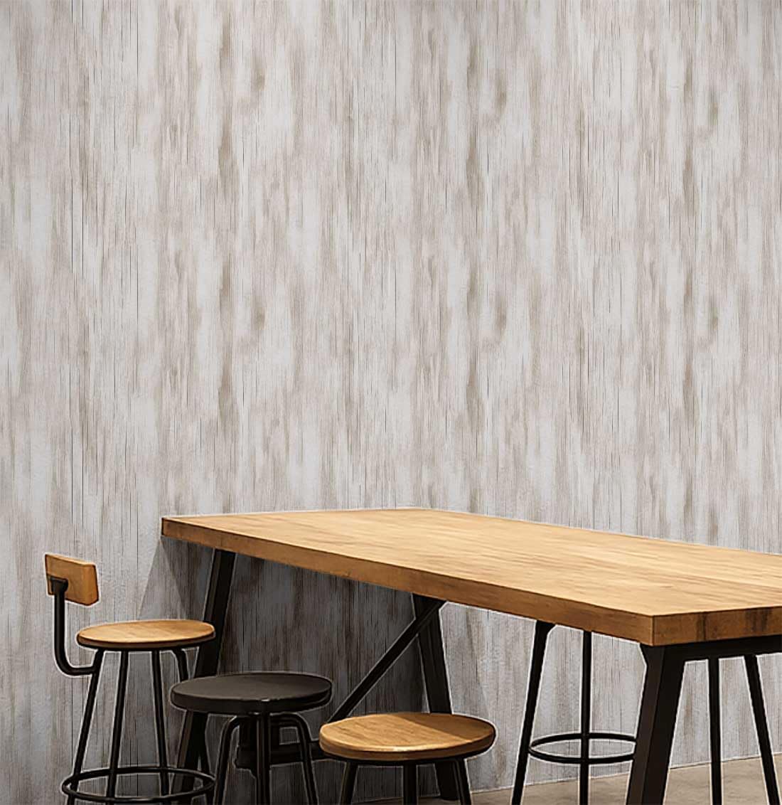 Papier peint texturé bois flotté gris pour l'aménagement de bureaux modernes