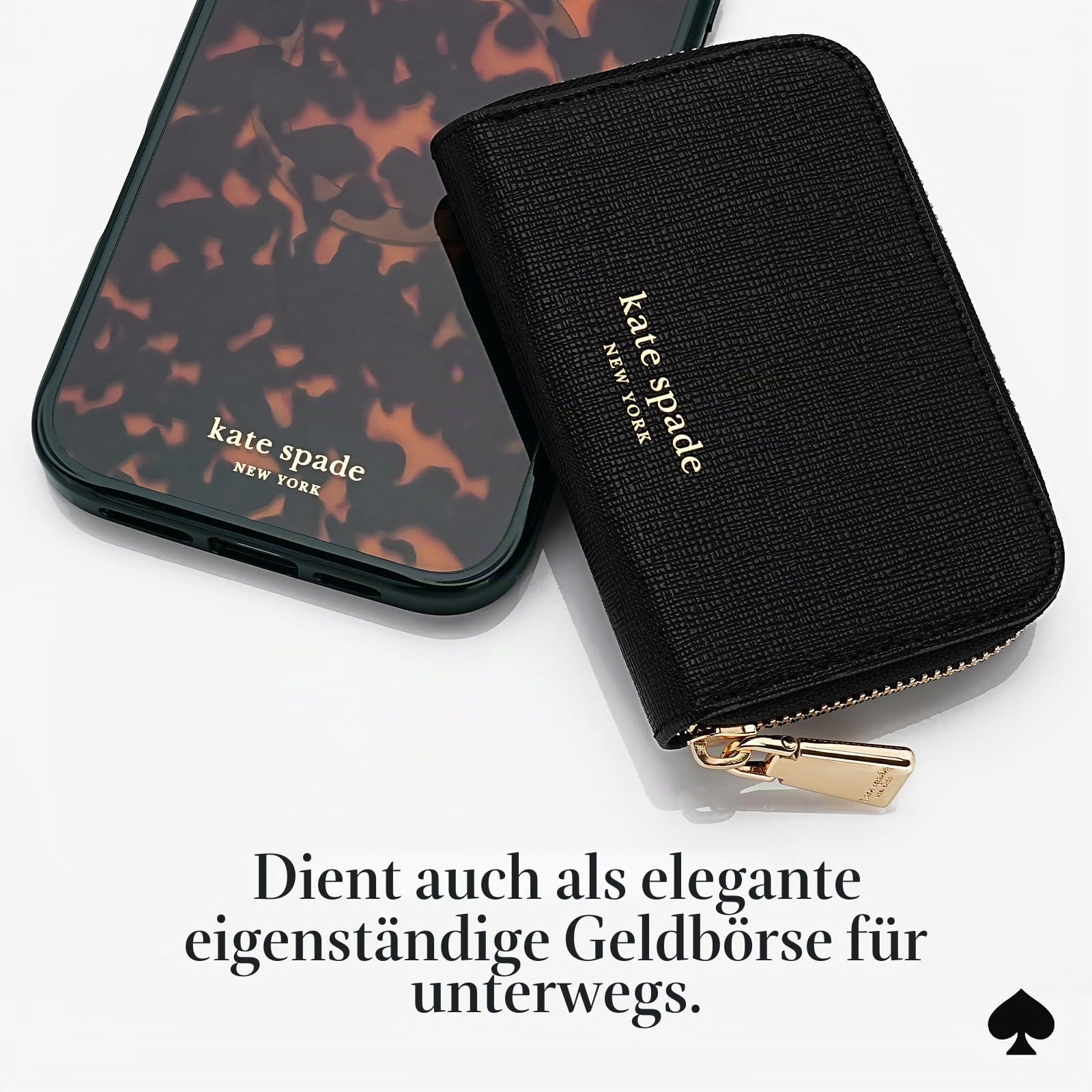 Kate Spade New York Devin Zip Magnetic Wallet/Card Holder - Compatible with MagSafe Phones and Cases - Black