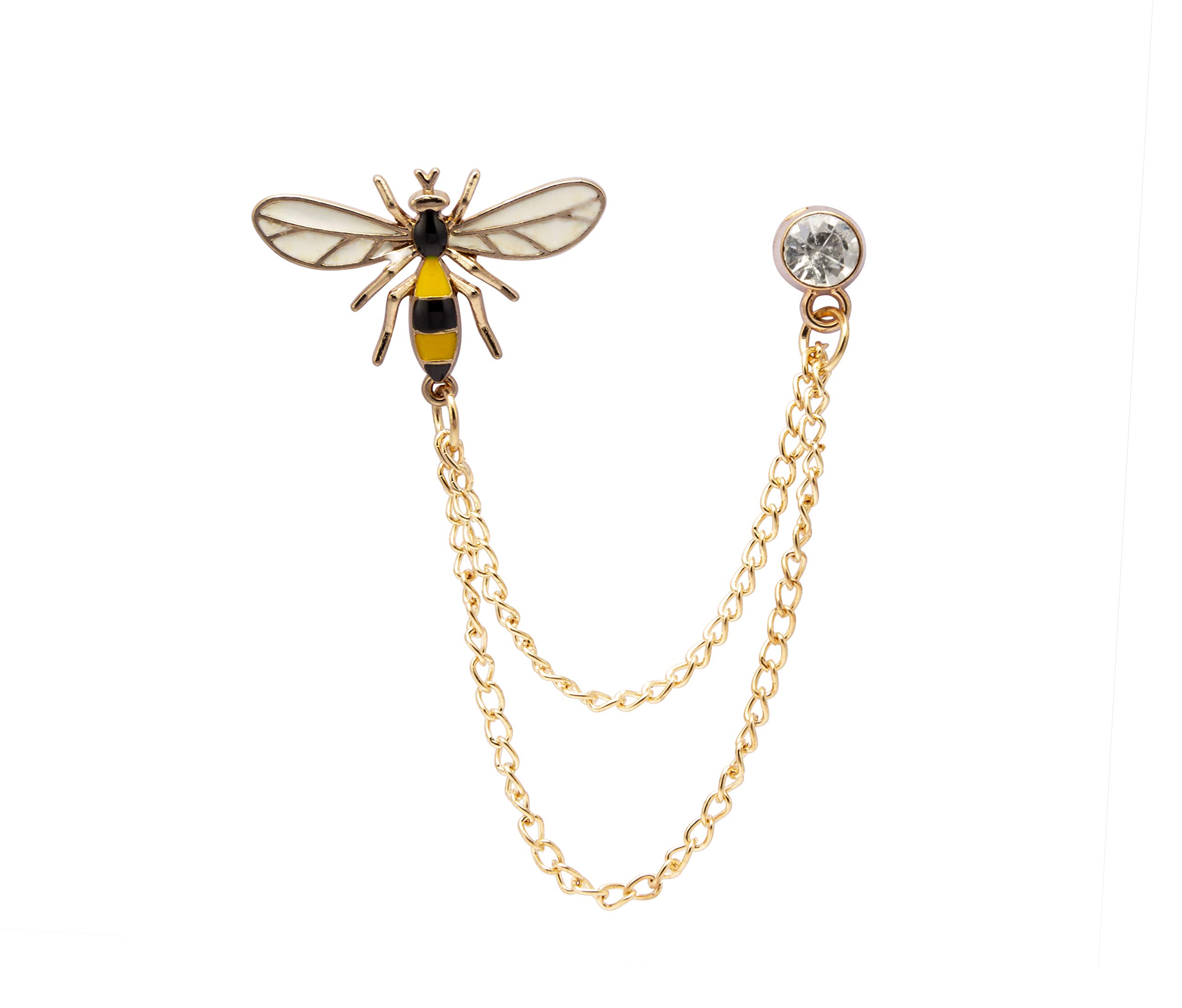 KnighthoodMen's Honey Bee With Hanging Chain Lapel Pin Brooch