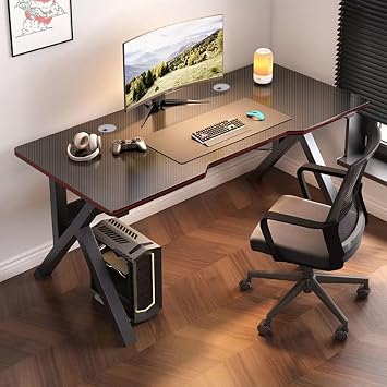 PC Desk, Work Desk, Computer Desk, Gaming Desk, Width 39.4/47.2/55.1/63.0 inches 100/120/140/160 cm, Depth 23.6 inches 60 cm, Strong Load Capacity, Stable, Durable, Computer Desk, Desk