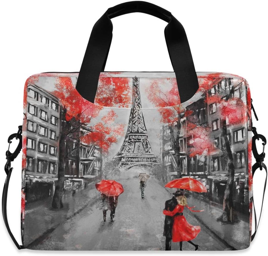 ALAZA Red Leopard Print Cheetah Laptop Case Bag Sleeve Portable Crossbody Messenger Briefcase w/Strap Handle, 13 14 15.6 inch