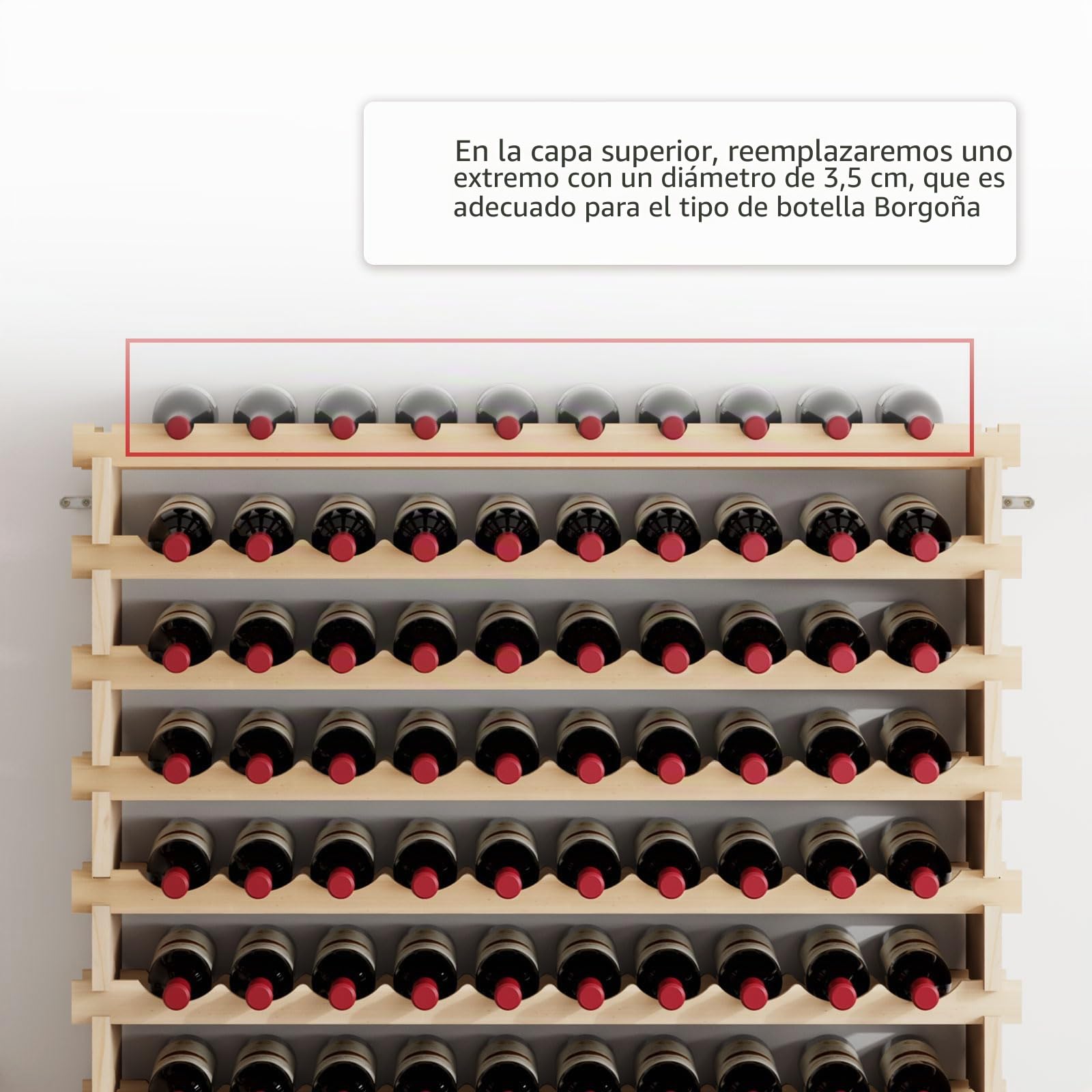 SogesHome Botellero apilable para Vino de 10 Niveles, Almacenamiento de Vino para 100 Botellas, Soporte para Botellas de Vino de Madera