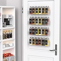 Vista 4 de PMMASTO Adhesive Acrylic Spice Rack Organizer with 12 Empty Square Spice Jars, 238 Spice Labels with Chalk Marker and Funnel Complete Set for