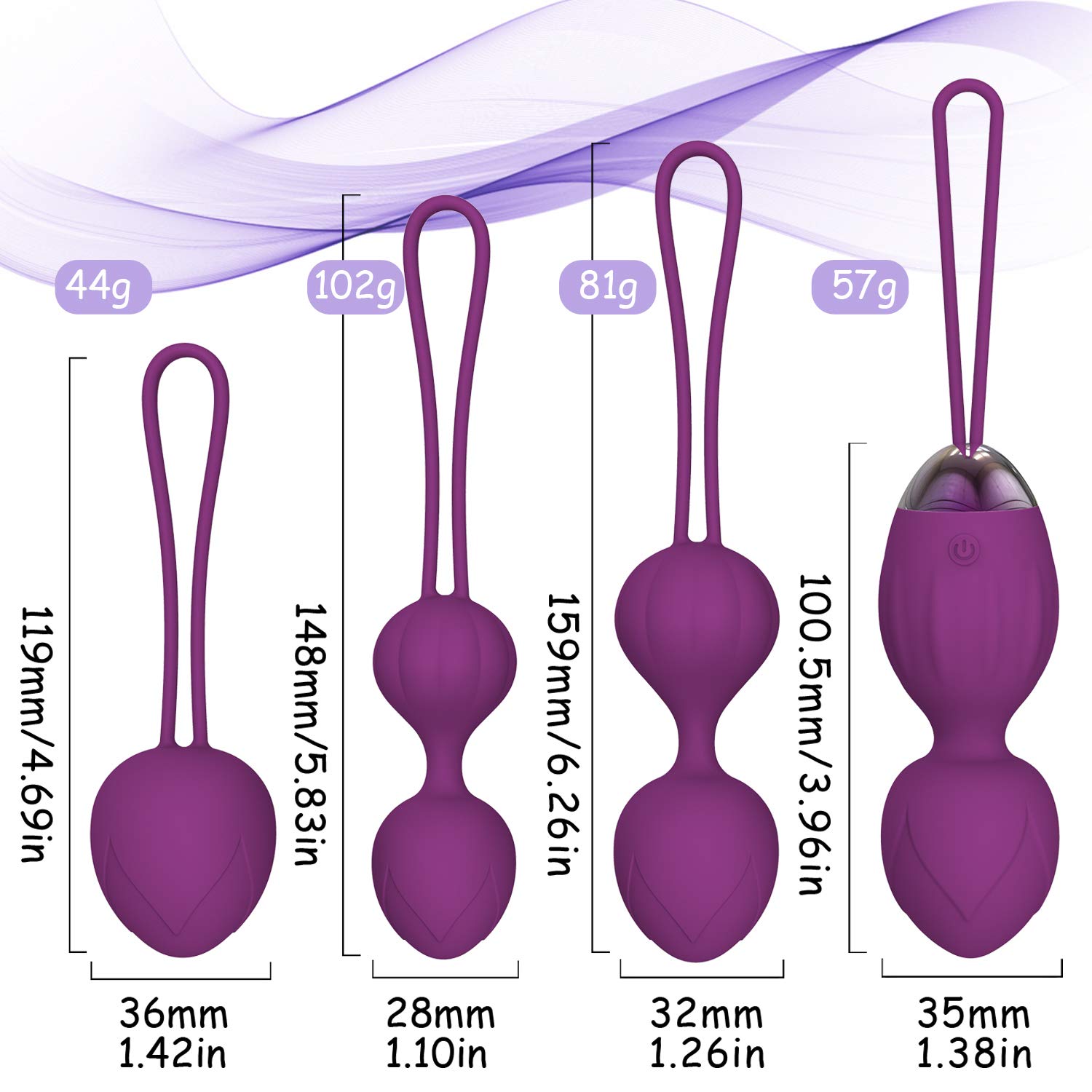 Image secondaire de 2 en 1 Poids et massages d’exercice Kegel Balls Ben Wa Balls