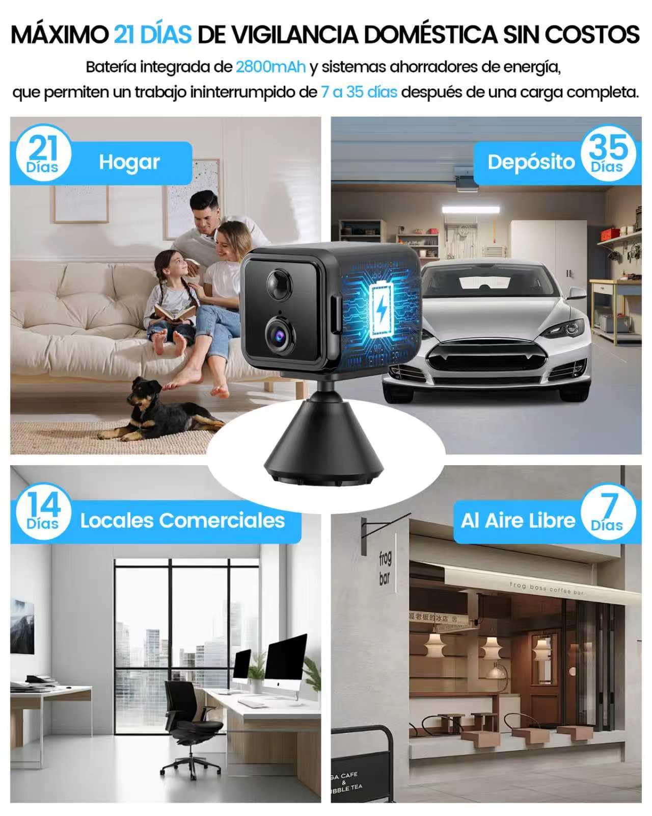 WeChip 2K HD Mini Cámara Vigilancia WiFi Interior Cámara con Vision Nocturna, Detección de Movimiento, App Móvil, Audio de 2 Vías, 21 Días de Batería