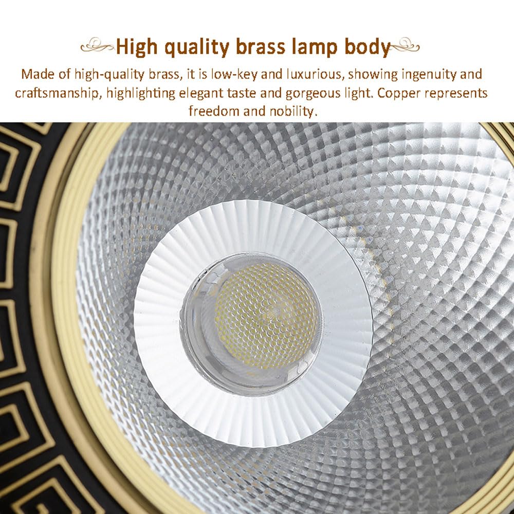 Lámpara de Techo LED empotrable de latón de 5,9 Pulgadas, Downlight LED Regulable de 12 W, 15 W y 18 W, Foco empotrable COB, 3 temperaturas de Color en 1, con controlad,A-18W