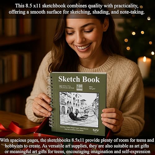 Miniatura 6 de SuFly - Bloc de bocetos para dibujo, 200 hojas, 2 unidades de 9.0 x 12.0in, sin ácidos, papel de dibujo en espiral para lápiz de grafito, lápiz de