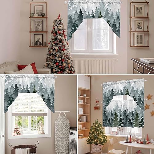 Miniatura 7 de Cortinas de cocina, cenefa con festón de Navidad, con bolsillo para barra, paneles de cortina para dormitorio, sala de estar, baño, cafetería,