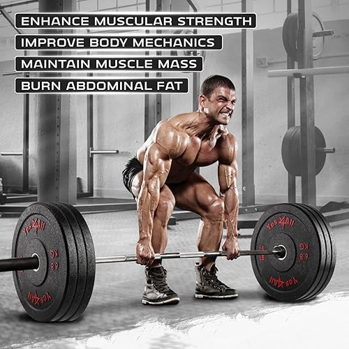 Miniatura 5 de Yes4All Placa de parachoques de 2 pulgadas, placa olímpica de goma con cubo de acero para levantamiento de pesas, entrenamiento de fuerza