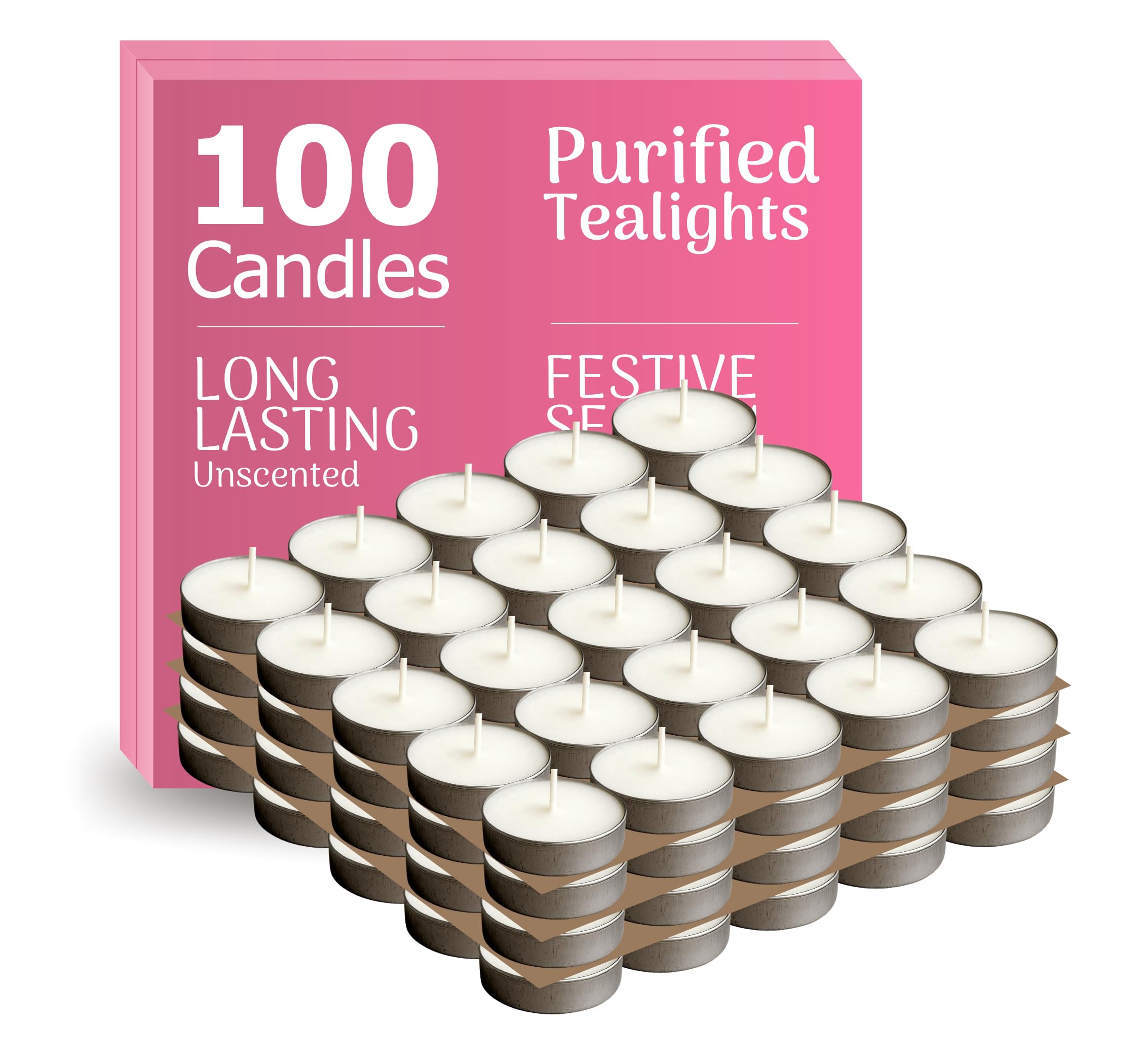 White Tealight Candles | Pack of 100 | Unscented Purified Wax Candles | Upto 3 Hour Burn Time | Smokeless & Dripless | Perfect for Diwali, Christmas, Celebration & Decoration-image-14