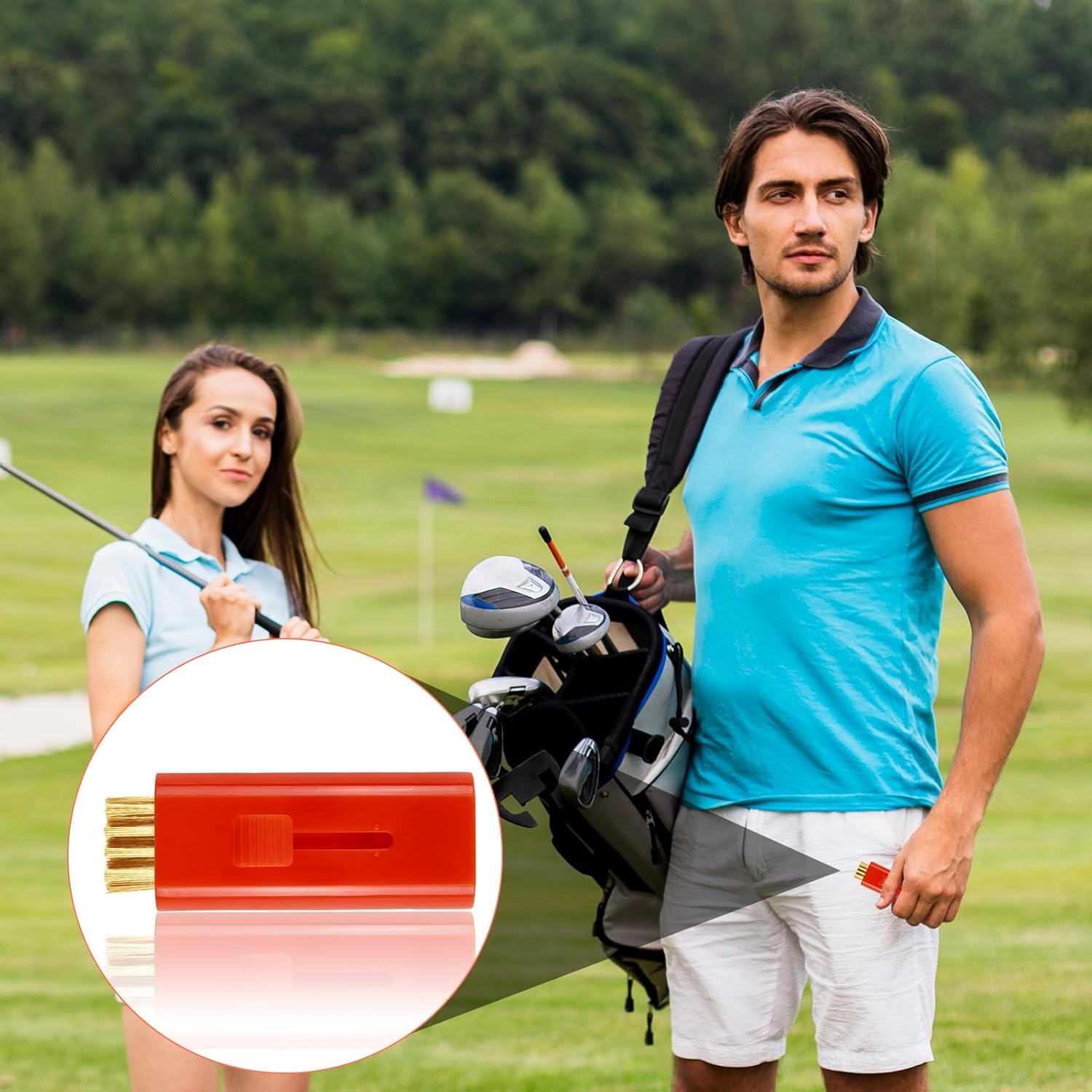 Retractable Golf Club Cleaner Brush Multicolor 4 Pcs, Mini Pocket Golf Groove Cleaner Double-Sided Tool, Club Cleaning Accessories Gift Ideal for Men Women Golfer