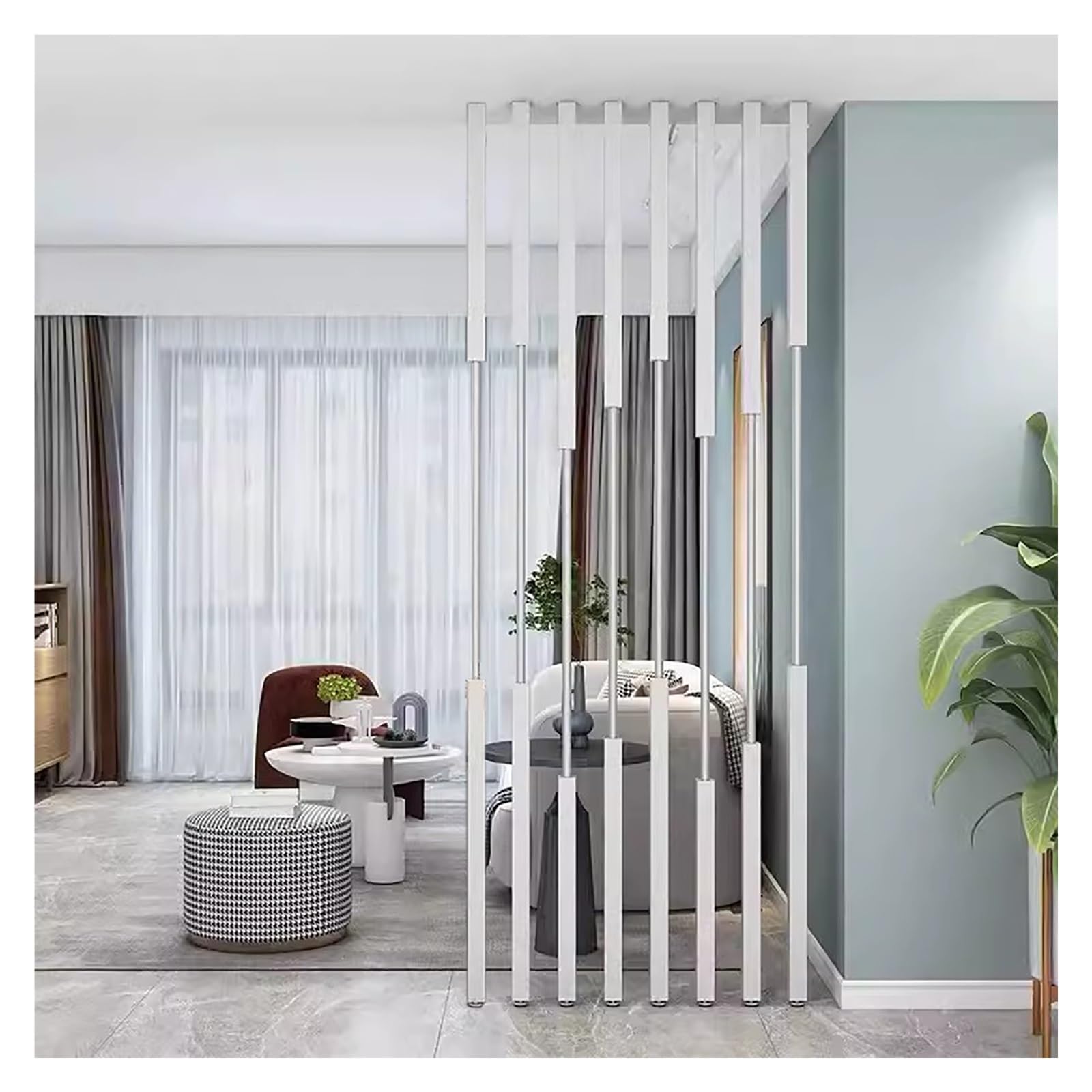 Divisorio in metallo per soggiorno e ingresso, senza punzonatura, altezza da 0,6 m a 2,4 m, parti in ferro bianco con piedini per separare la casa, versatile e