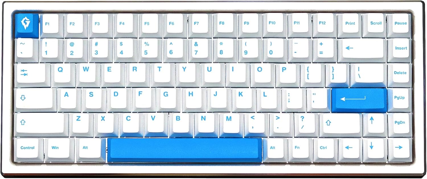 Glacier Blue PBT Dyed Sublimated Cherry Profile Keycaps Full Set for Mechanical Keyboards Compatible with 60%/65%/75%/80%/96%/100% Keyboard Layout (Ice Blue)
