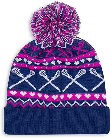 Girls Lacrosse Pom Pom Beanie Hat 