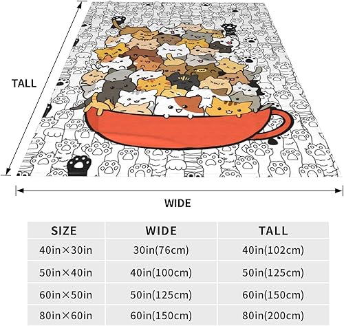 Miniatura 5 de Manta de franela suave y ligera para amantes de los gatos, cumpleaños, Navidad, 50 x 40 pulgadas