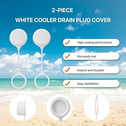 Miniatura 4 de LBB-Parts Tapones de drenaje atados, compatibles con tapas de drenaje roscadas Igloo Cooler. Piezas de repuesto para enfriador, juego de 2 tapas de