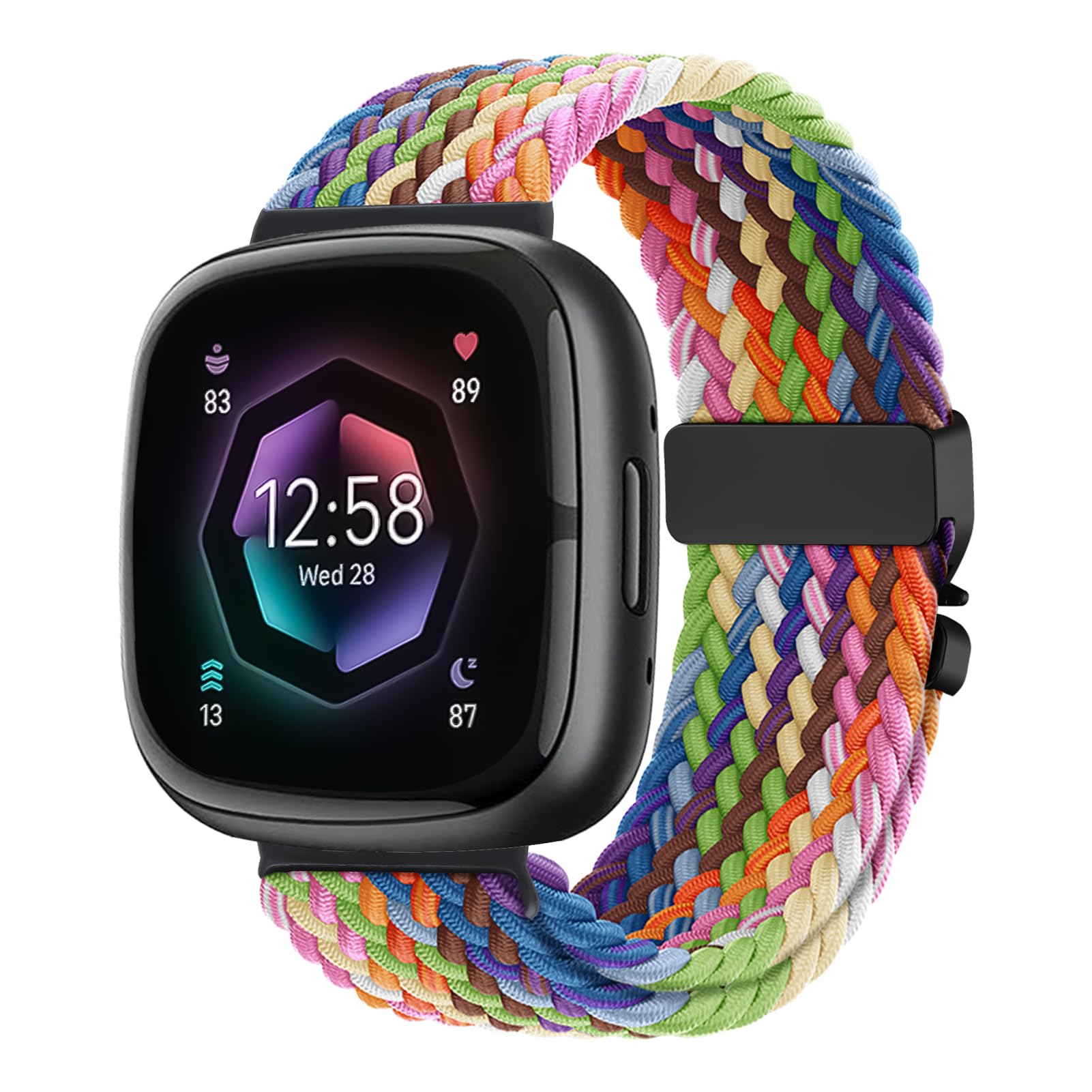 Braided Band Compatible with Fitbit Versa 4/3 Bands Women Men, Soft Breathable Nylon Parachute Buckle Strap for Fitbit Sense 2/1 Bands