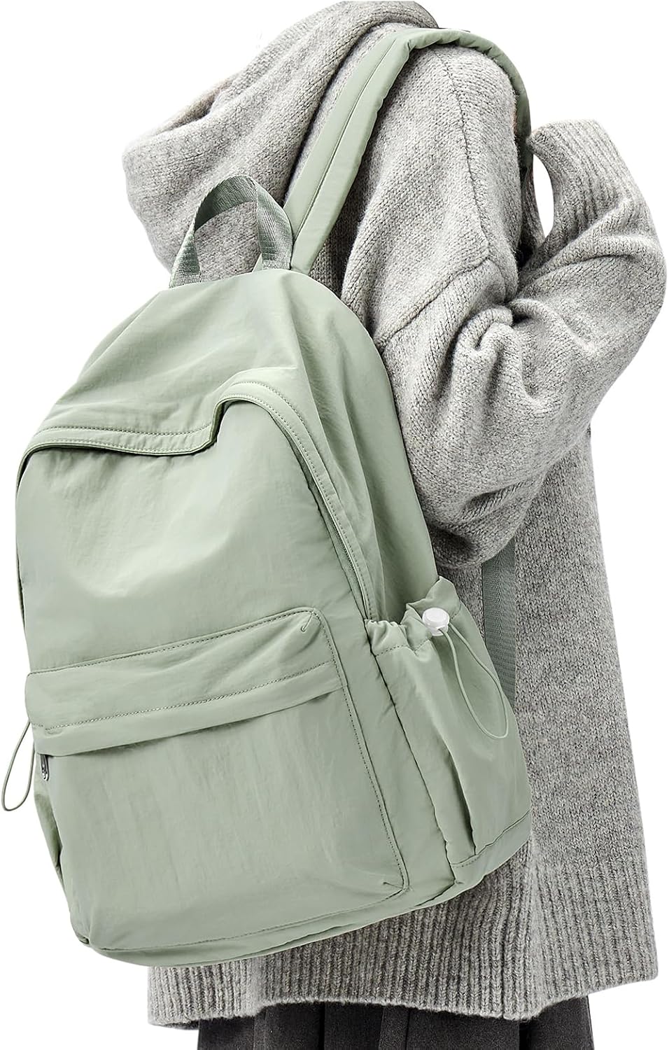 Simple School Backpack For Women Men Aesthetic Medium Backpack Lightweight Casual Daypack College Backpacks Cute Bookbag for Teens Girls Boys Basic Bagpack(Green)