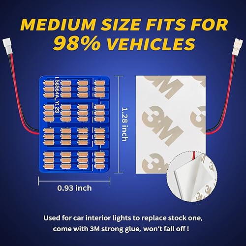 Miniatura 8 de AUXLIGHT Accesorios de luces LED para interior de automóvil con adaptadores de 194 168 T10  BA9S  DE3175 6418 211-2 578 Festoon Adaptadores, 48-SMD