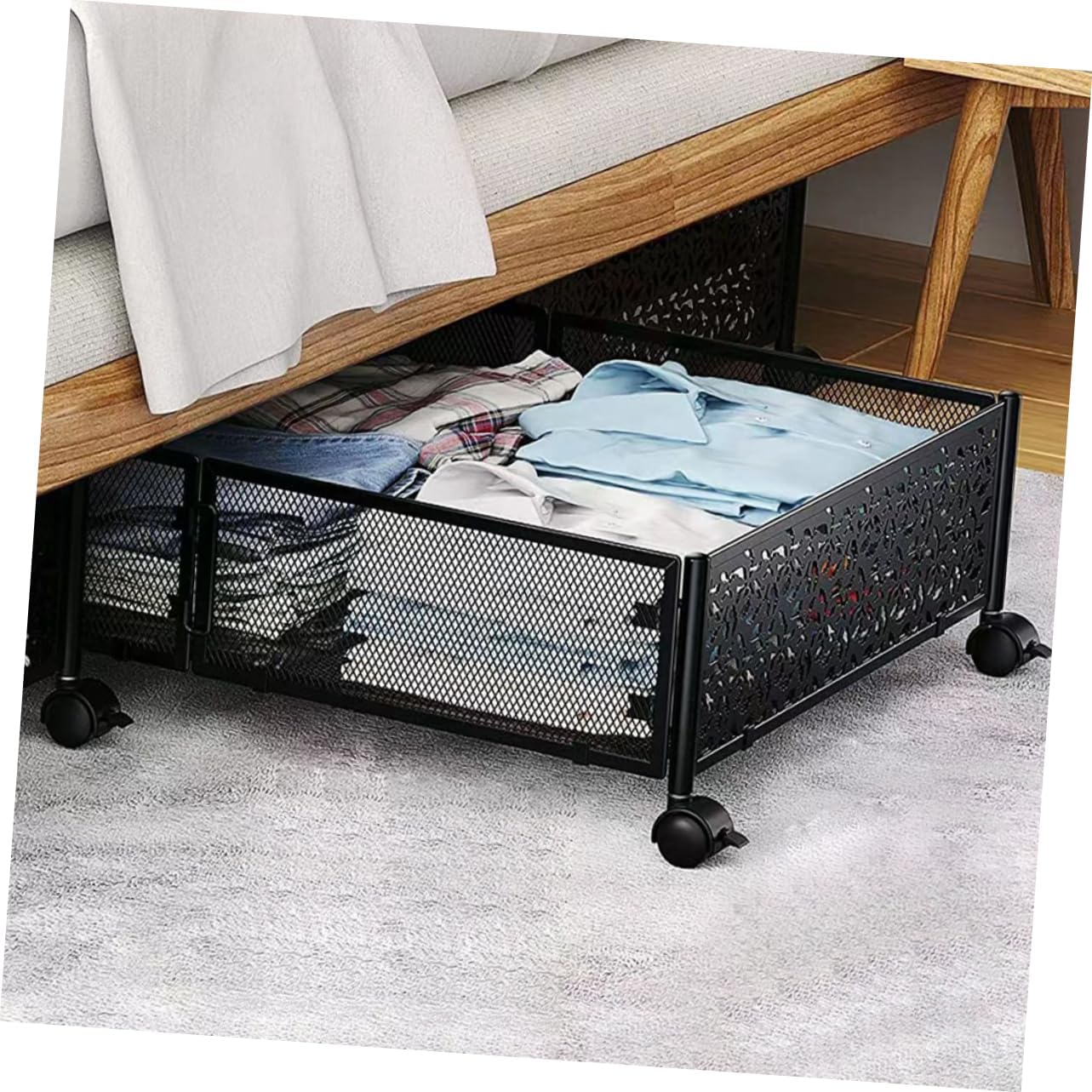Foldable under Bed Storage Container Multi-purpose Organizer for Bedding and Clothes Capacity Frame Space-saving Design for Bed and Sofa Use
