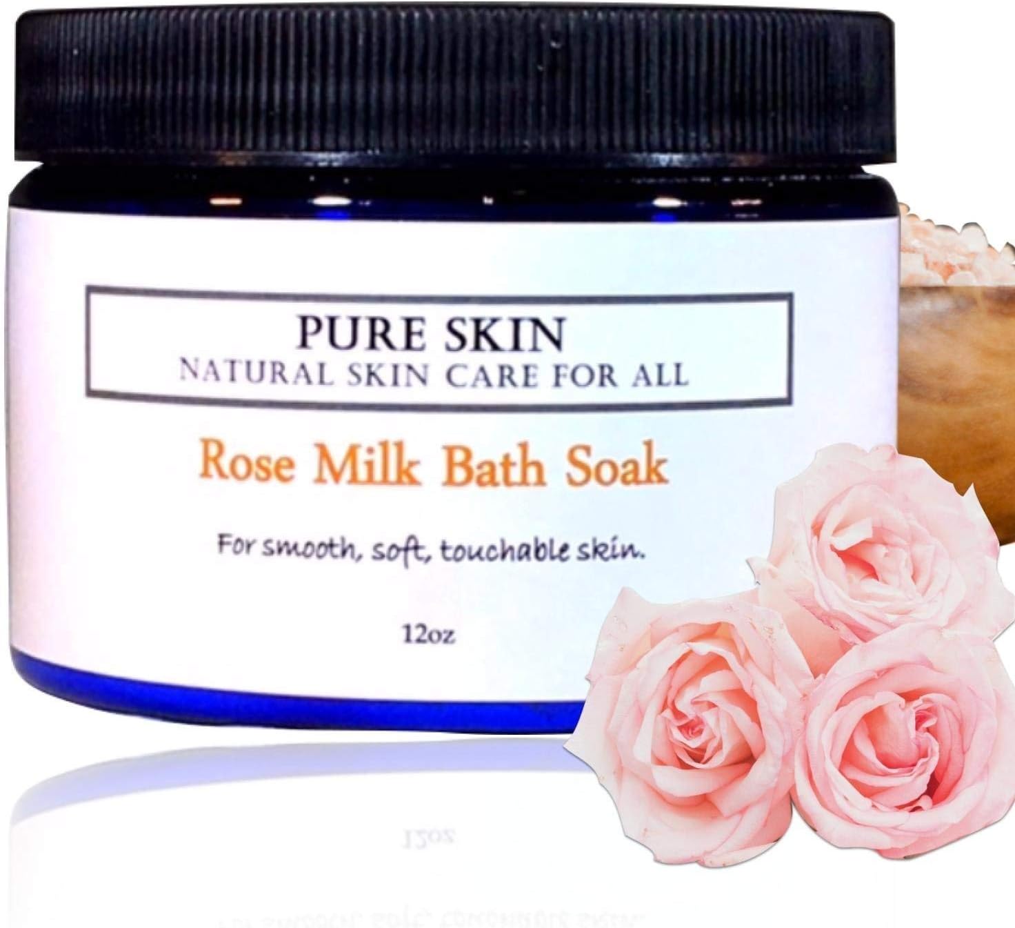 100% Natural Relaxing Rose Milk Bath Powder | Soothing and Gentle on Sensitive Skin by PURE SKIN, 12 oz.