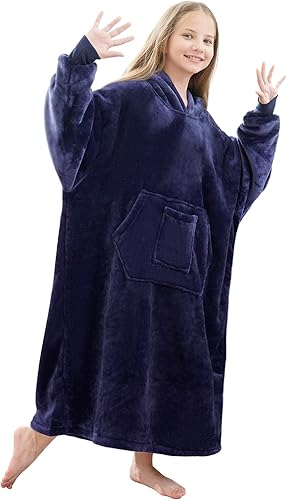 FUSSEDA Sudadera estilo manta de gran tamaño, vellón grueso y cálido, con capucha, bolsillos y mangas, regalo para adultos