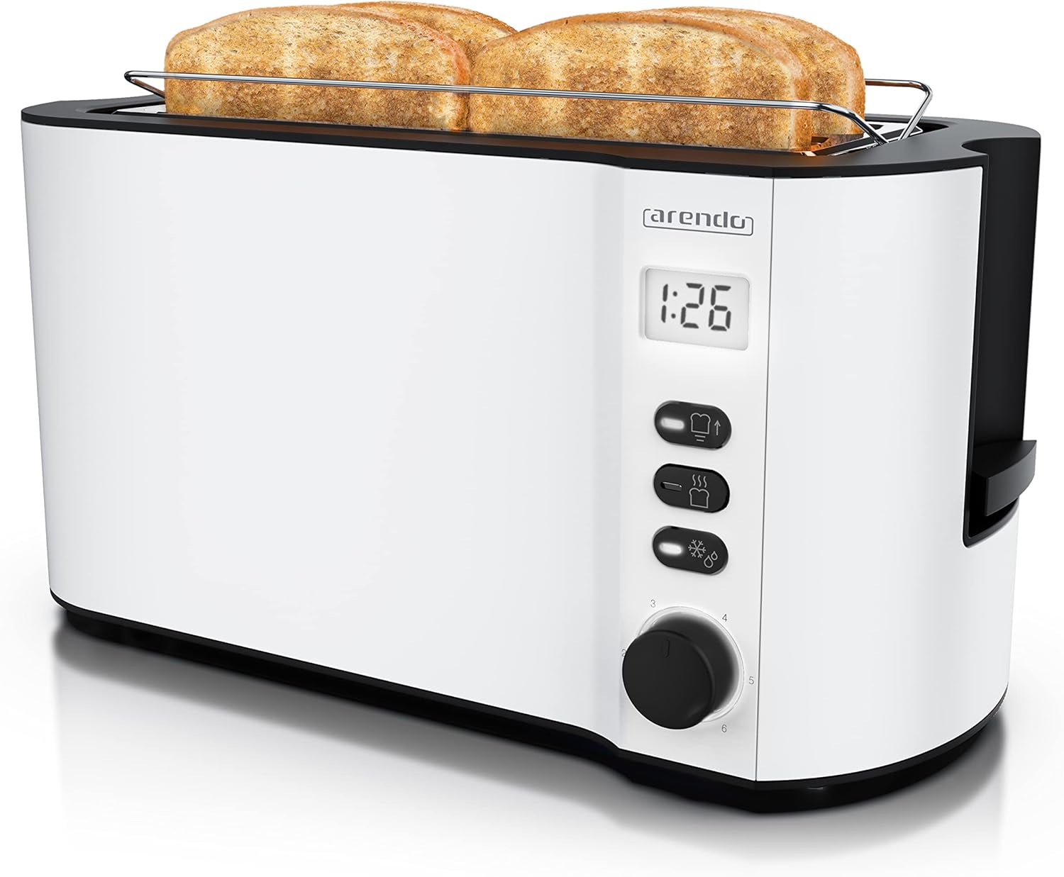 Arendo Toaster Edelstahl Langschlitz 4 Scheiben Doppelwandgehäuse