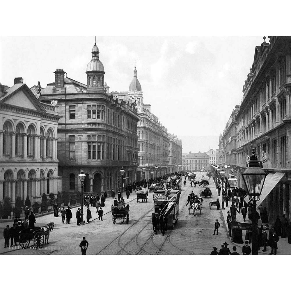 Wee Blue Coo Royal Avenue Belfast Antrim Ireland UK Old BW Art Print Poster Wall Decor 12X16 Inch