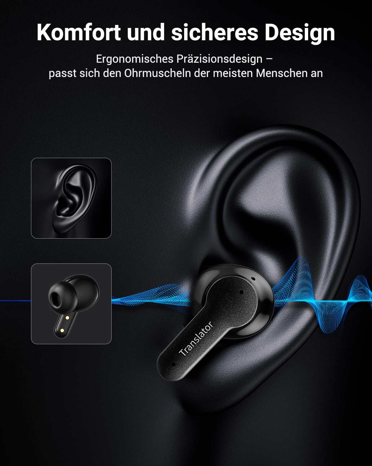 Wooask M3 AI Kopfhörer Übersetzer, 3-in-1 Echtzeit Sprachübersetzer mit 144 Sprachen, 48H Bluetooth 5.4, Offline, 5 Übersetzungsmodi