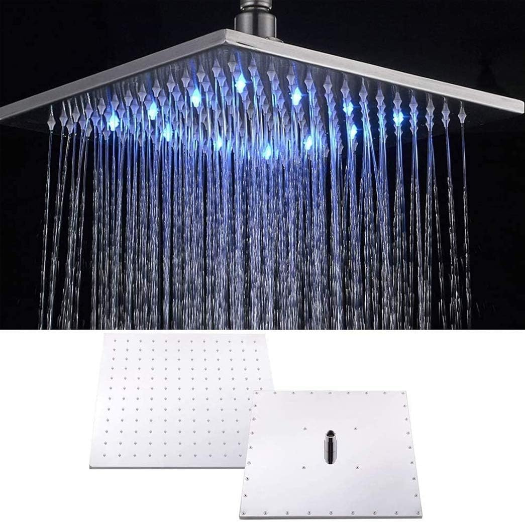 DASHADAO Shower System, Wall Mount Thermostatic Brass Chrome 10-12 Inch LED Rain Shower Head Combo System with 4 Pcs Body Jets and Handheld Bathroom Luxury Shower Set,12 Inch